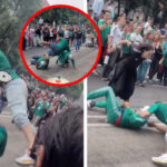 Aficionados protagonizan escena de lucha libre en público y turistas se les unen con una plancha | VIDEO